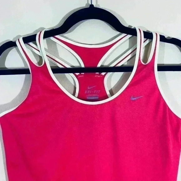 Nike Dri-Fit Pink Double T-Strap Athletic Running Tank Top Size M - Picture 2 of 13